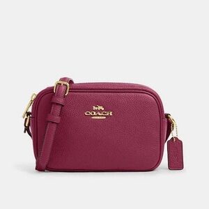 Coach CQ875 Mini Jamie Camera Crossbody Leather Bag in Plum Pink Gold Hardware
